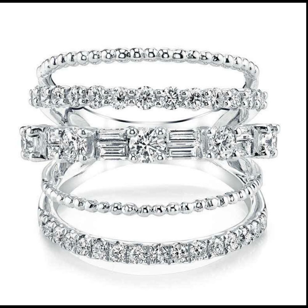 Beautiful Silver Multi band CZ Diamond Ring